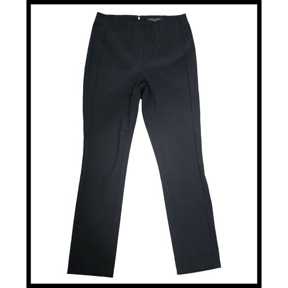 Rag & Bone Simone High Rise Slim Stretch Crop Pants Plain Front Rear Zip Black 6 - Picture 3 of 14